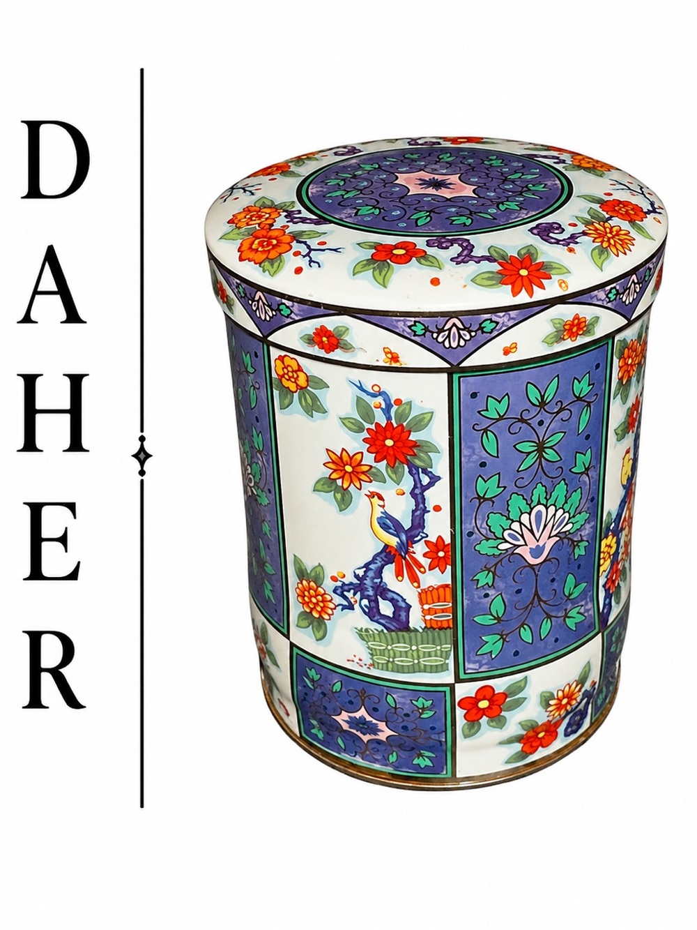 ✨ Vintage Daher Decorated Ware Lidded Canister – Floral & Bird Design ✨